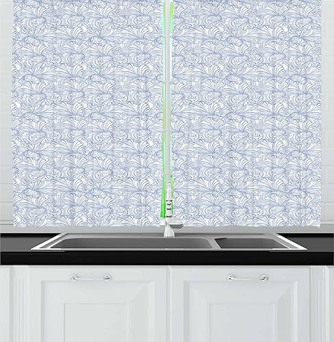 Ambesonne Cortinas de cocina Art Nouveau, vintage en tonos pastel, flores de iris florecientes belleza, tema de la madre tierra, juego de 2 paneles