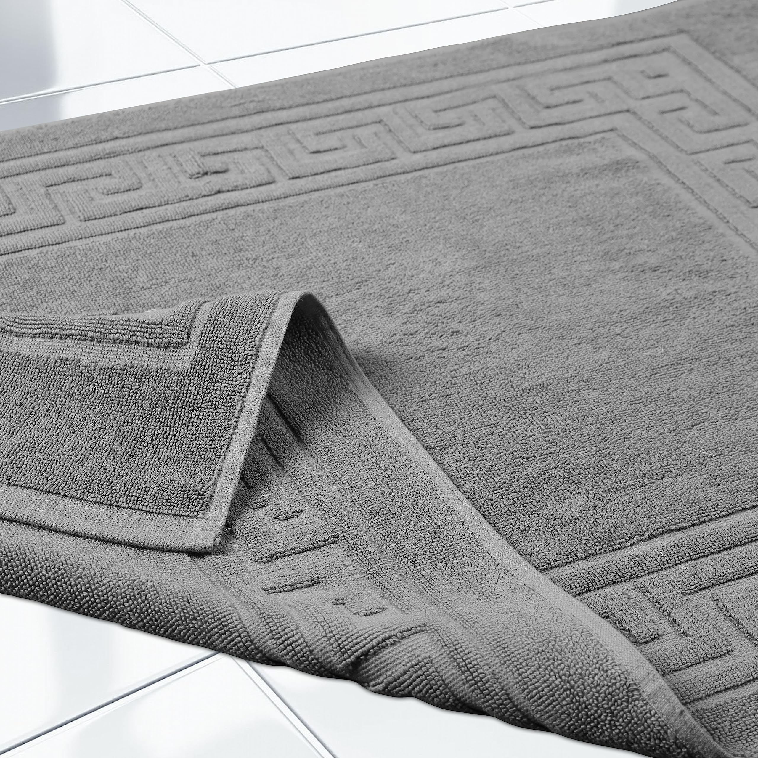 Superior Egyptian Cotton 2 Piece Bath Mat Set, Silver by