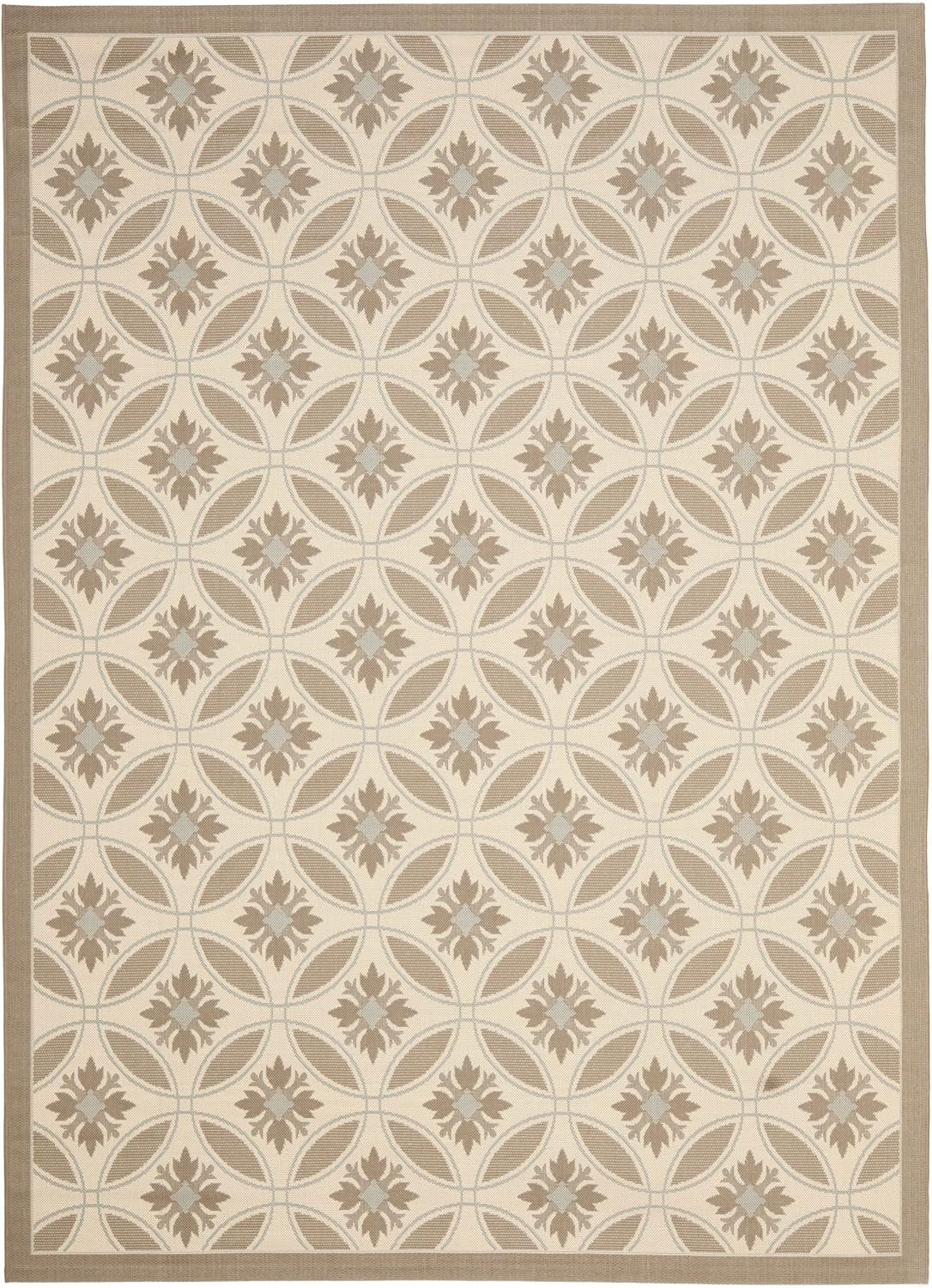 SAFAVIEH Courtyard Collection 6'7" x 9'6" Beige / Dark Beige CY7844 Indoor/ Outdoor Waterproof Easy Cleaning Patio Backyard Mudroom Area Rug