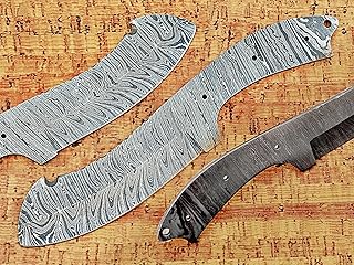 9.5 inches long Damascus steel Nessmuk blade skinning knife, knife making supplies, Hand forged Twist pattern Damascus steel blank blade skinning knife, 4.75" cutting edge, 4.5" scale space - Damascus Depot
