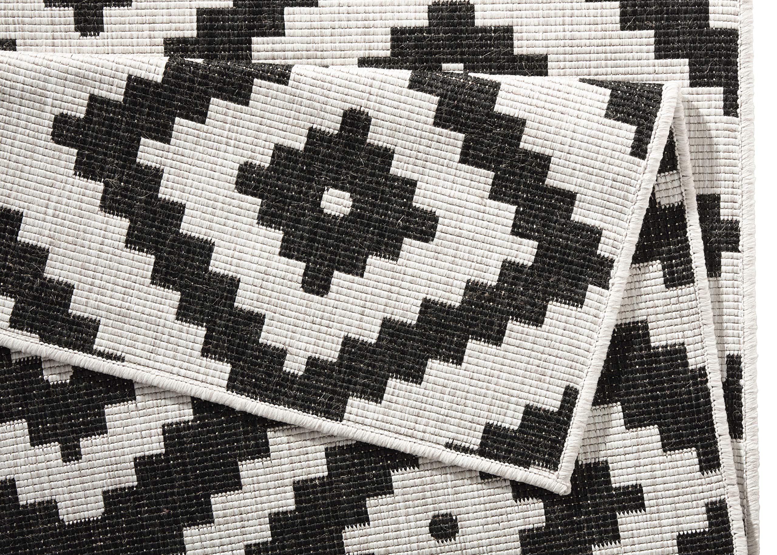 NORTHRUGS Tapis d'intérieur et d'extérieur Malta 160 x 230 cm – réversible résistant aux intempéries Motif géométrique Moderne pour Balcon, terrasse, Jardin, Jardin d'hiver, Cuisine, Salon –