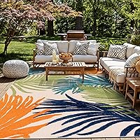 Rugshop Lucca Contemporary Floral Outdoor Rug 5x7 - Durable Polypropylene Indoor/Outdoor Area Rug for Patio, Deck, Backyard