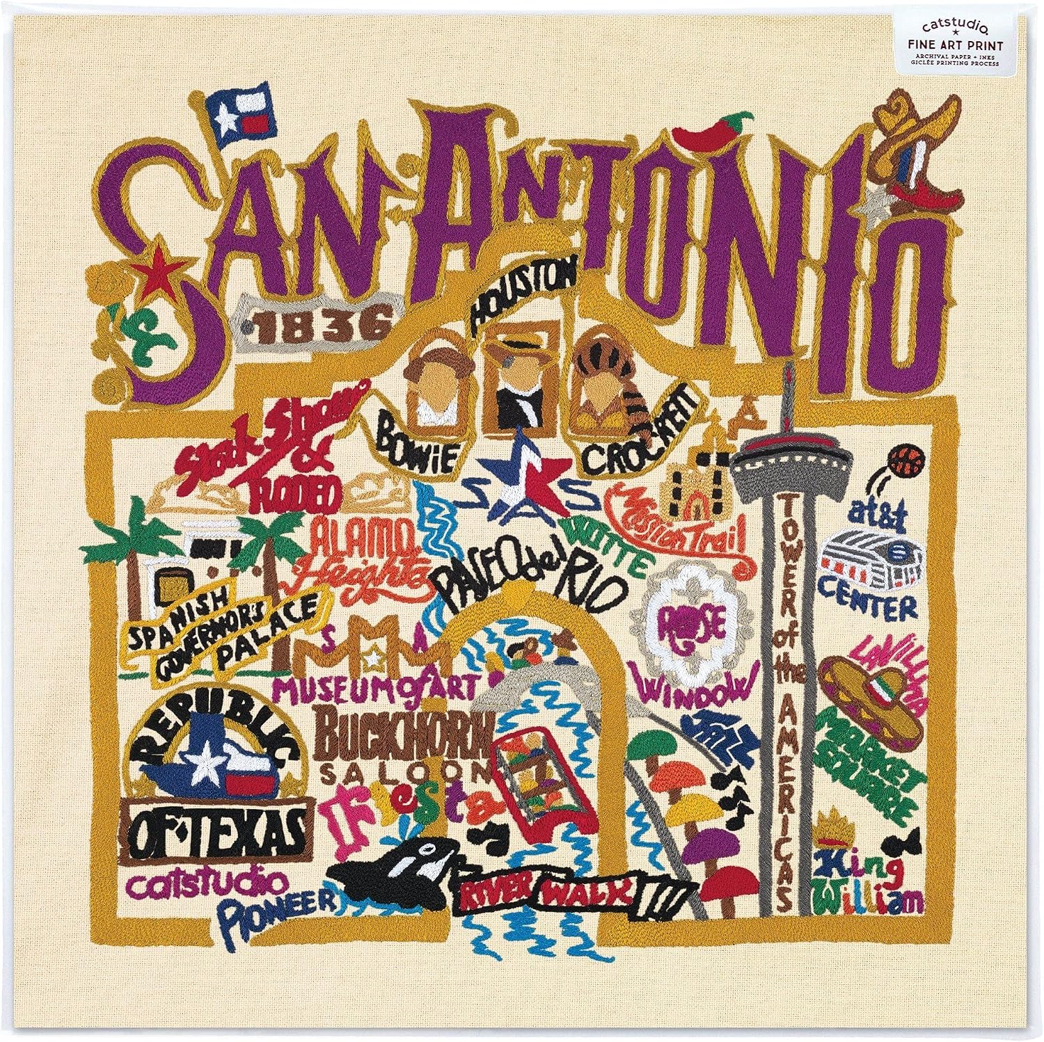Catstudio San Antonio Fine Art Print - 8x8 | Geography Inspired Gallery Wall Art