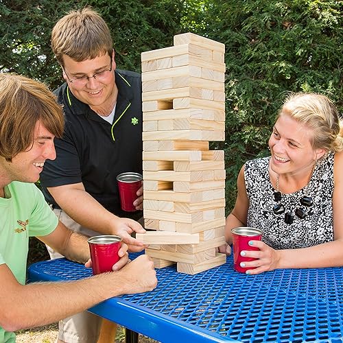 Miniatura 3 de Juego de tragos torre apilable gigante (Se apila hasta 4 pies) - 60 bloques de madera con instrucciones de bebida (¡solo para mayores de 21 años!)