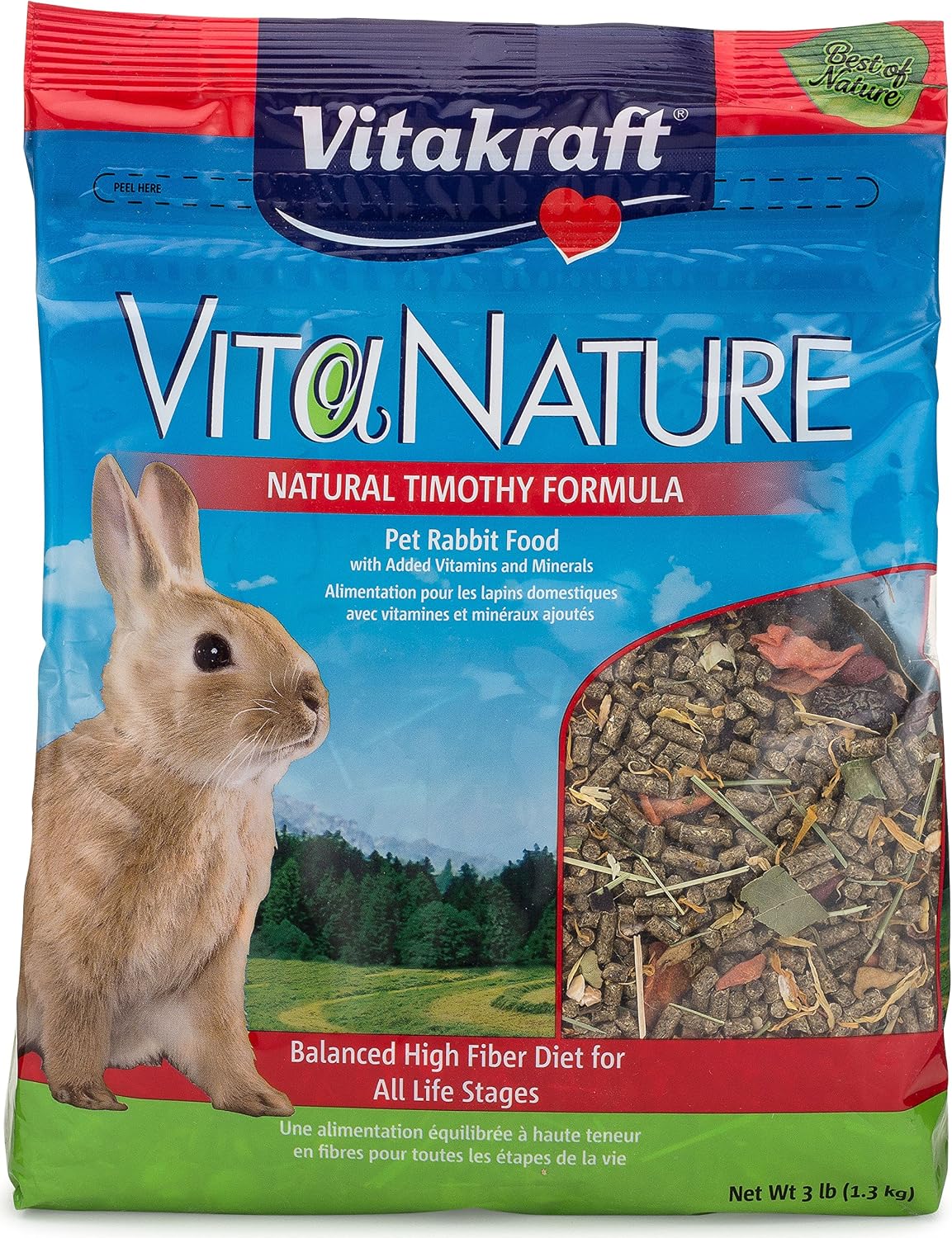 Vitakraft Vitanature Pet Rabbit Food - Natural Timothy Formula, 3 Lb.