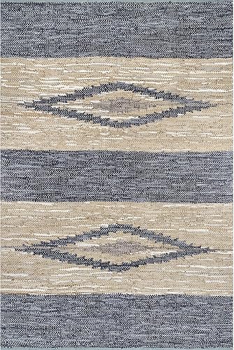 Miniatura 2 de nuLOOM Farren Alfombra de piel de diamante tejida a mano, 5x8, gris