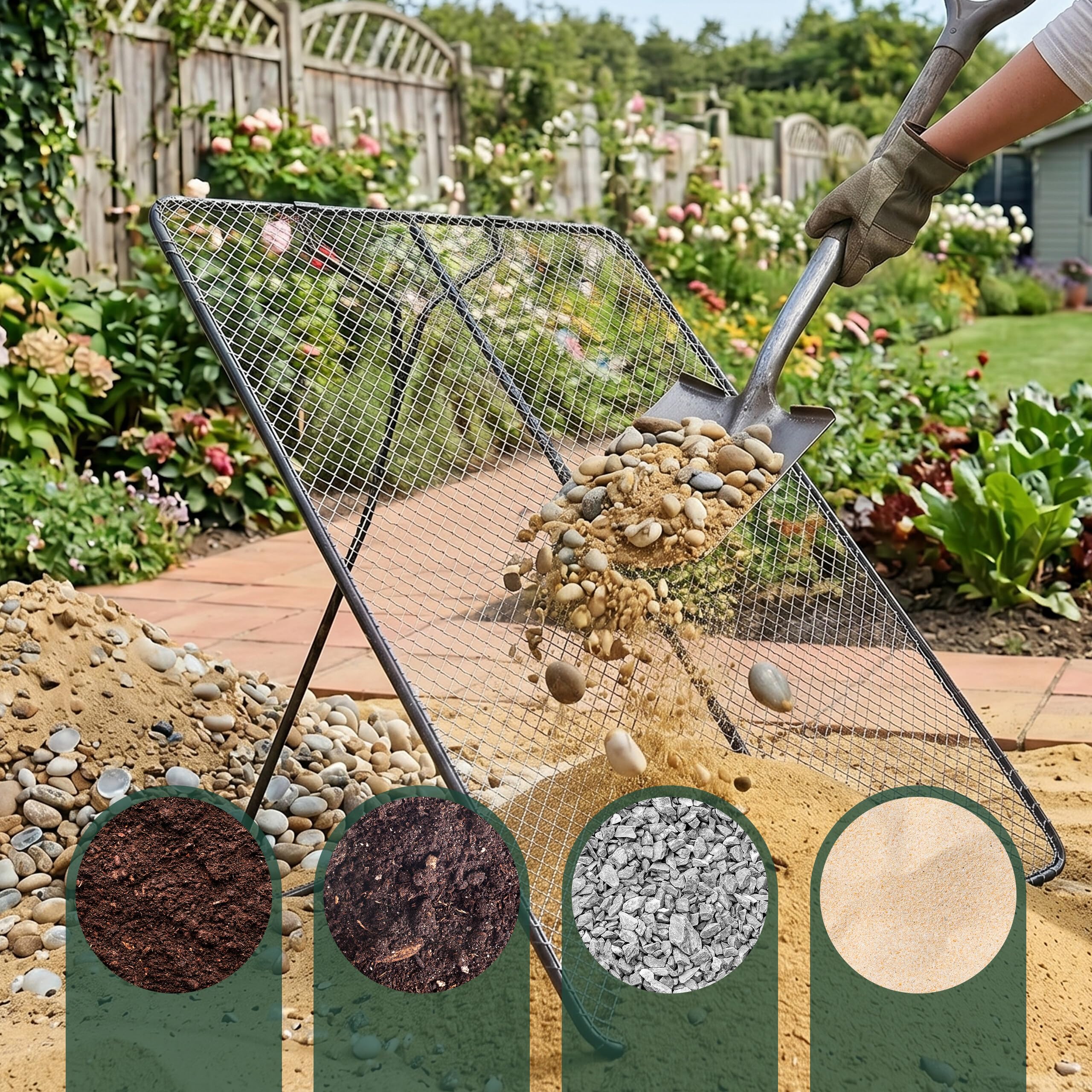 Relaxdays tamis de jardin, mailles 15 x 15 mm, anthracite/argenté