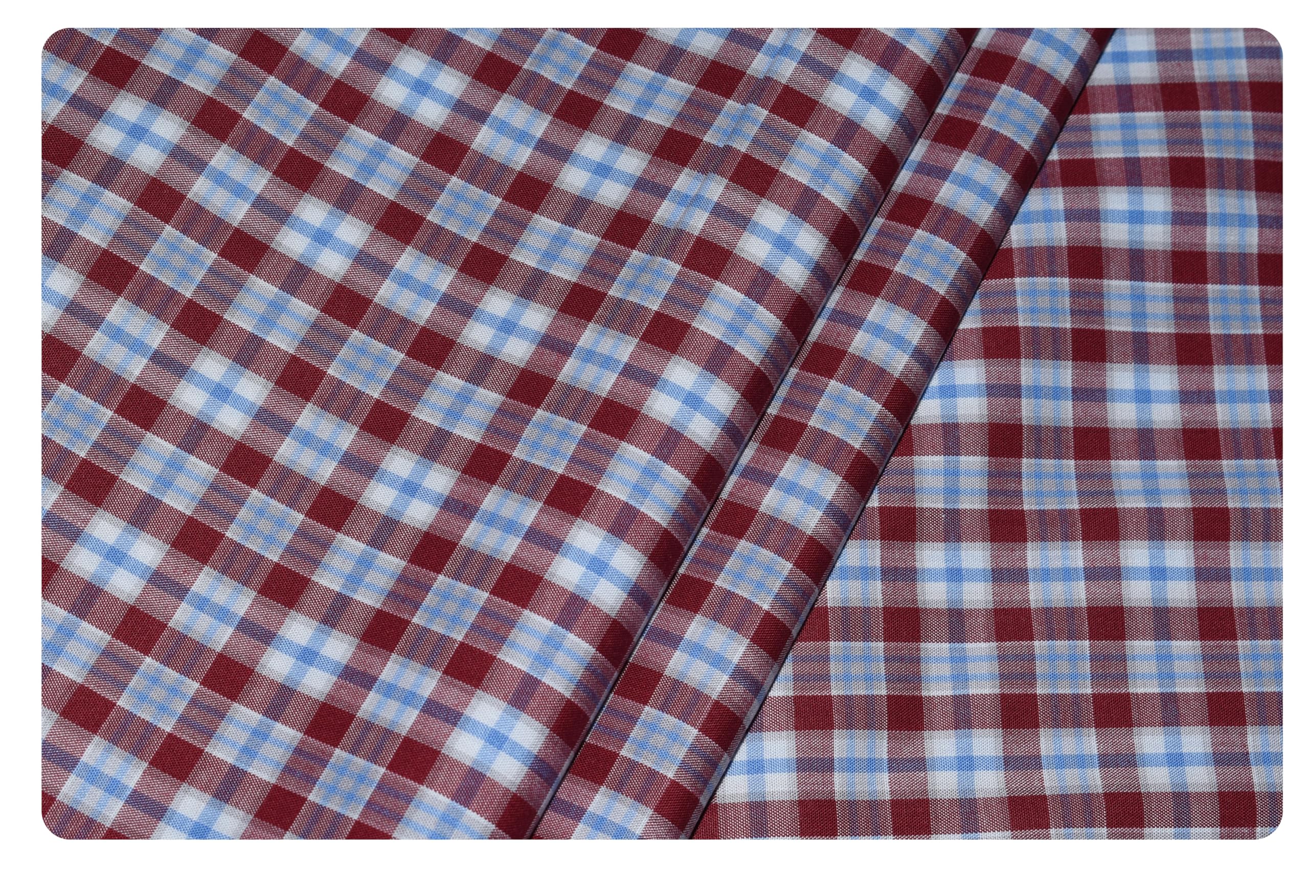 Men's Pure Cotton Checkered Unstitched Shirt Fabric (YJ84V2)