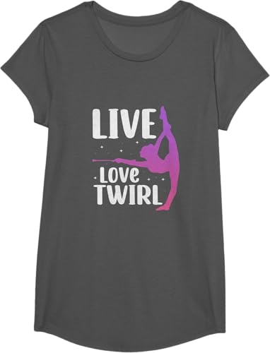 Miniatura 10 de Twirl Baton Twirling Twirler Majorettes T-Shirt Black,Navy Blue,Asphalt Grey,Baby Blue,Cranberry Red,Red,Kelly Green,Brown,Olive Green,Dark Heather