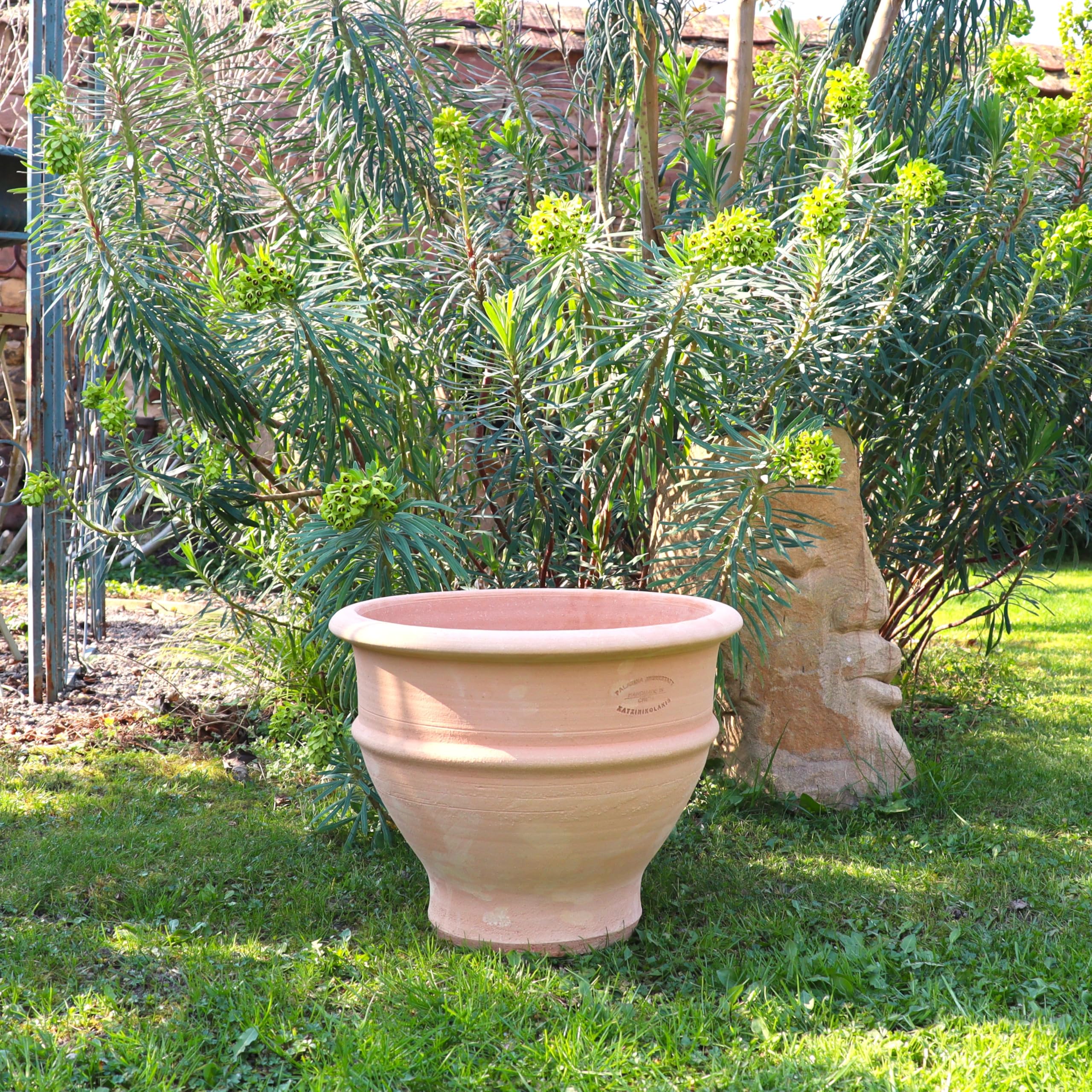 Palatina Werkstatt Vaso per piante in terracotta, 40 cm, resistente all'inverno, per balcone, terrazza e ingresso, realizzato a mano, in terracotta, resistente al gelo