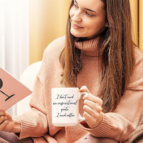 Miniatura 6 de Taza de café "I Need Coffee" taza de cerámica blanca fresca de 15 onzas con un divertido eslogan gran regalo único de cumpleaños o novedad