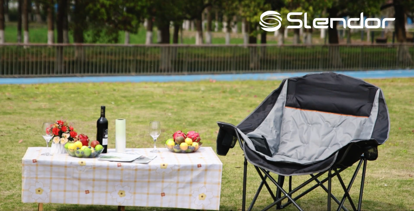 Suteck Silla Plegable para Camping, Silla Acolchonada Sobredimensionada y Resistente, Negro Gris miniatura 7