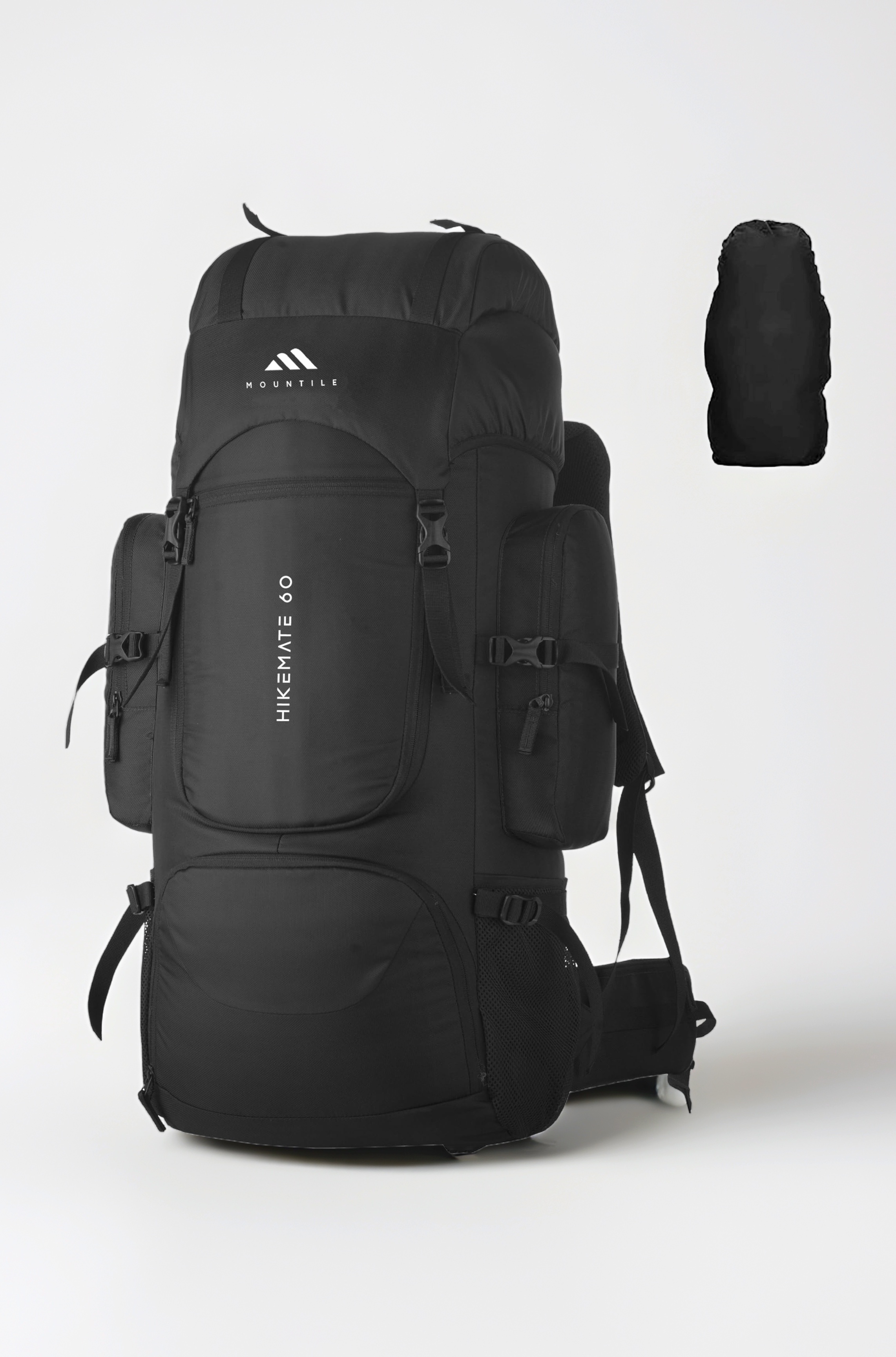 MOUNTILE HIKEMATE 60L Travel Backpack with Water Proof Rain Cover, Shoe Compartment - Camping Hiking Rucksack Trekking Bag - MTL02