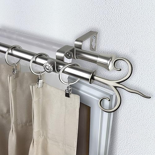 Miniatura 3 de Rod Desyne Lily - Juego de cortinero de doble ventana, 66 a 120 pulgadas, latón antiguo