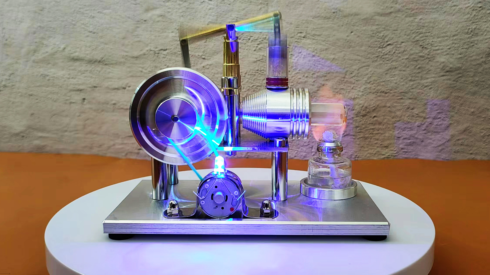 CreativeBlocker Stirling Motor Kit De Construction Pour Adultes - Mini Moteur Stirling En Métal - Fonctionnel Avec Lampes à Alcool, Modèle De Machine