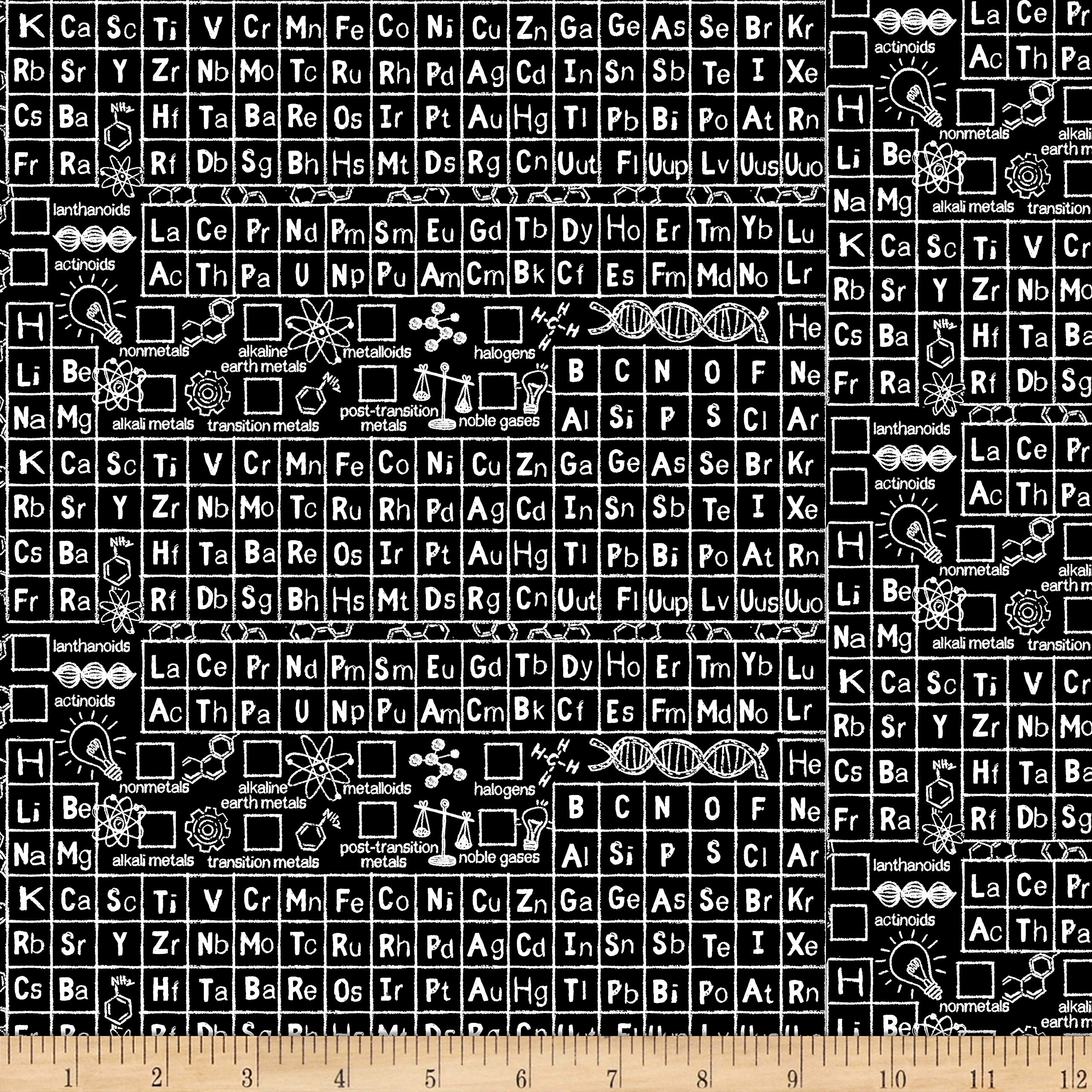 Timeless Treasures Math & Science Periodic Table Black, Quilting Fabric by the Yard