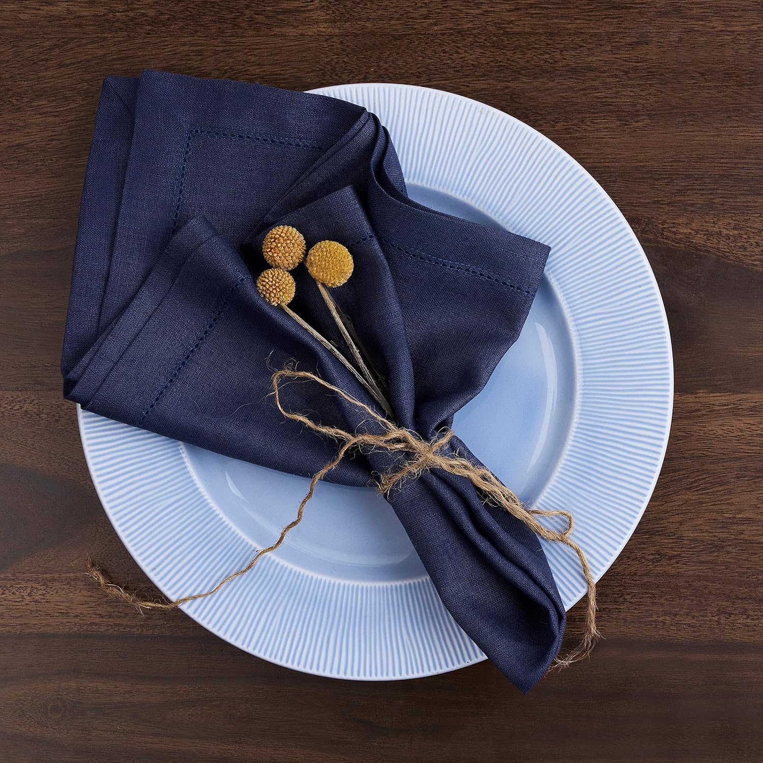D'Moksha Homes Navy Blue Linen Napkins Set of 4