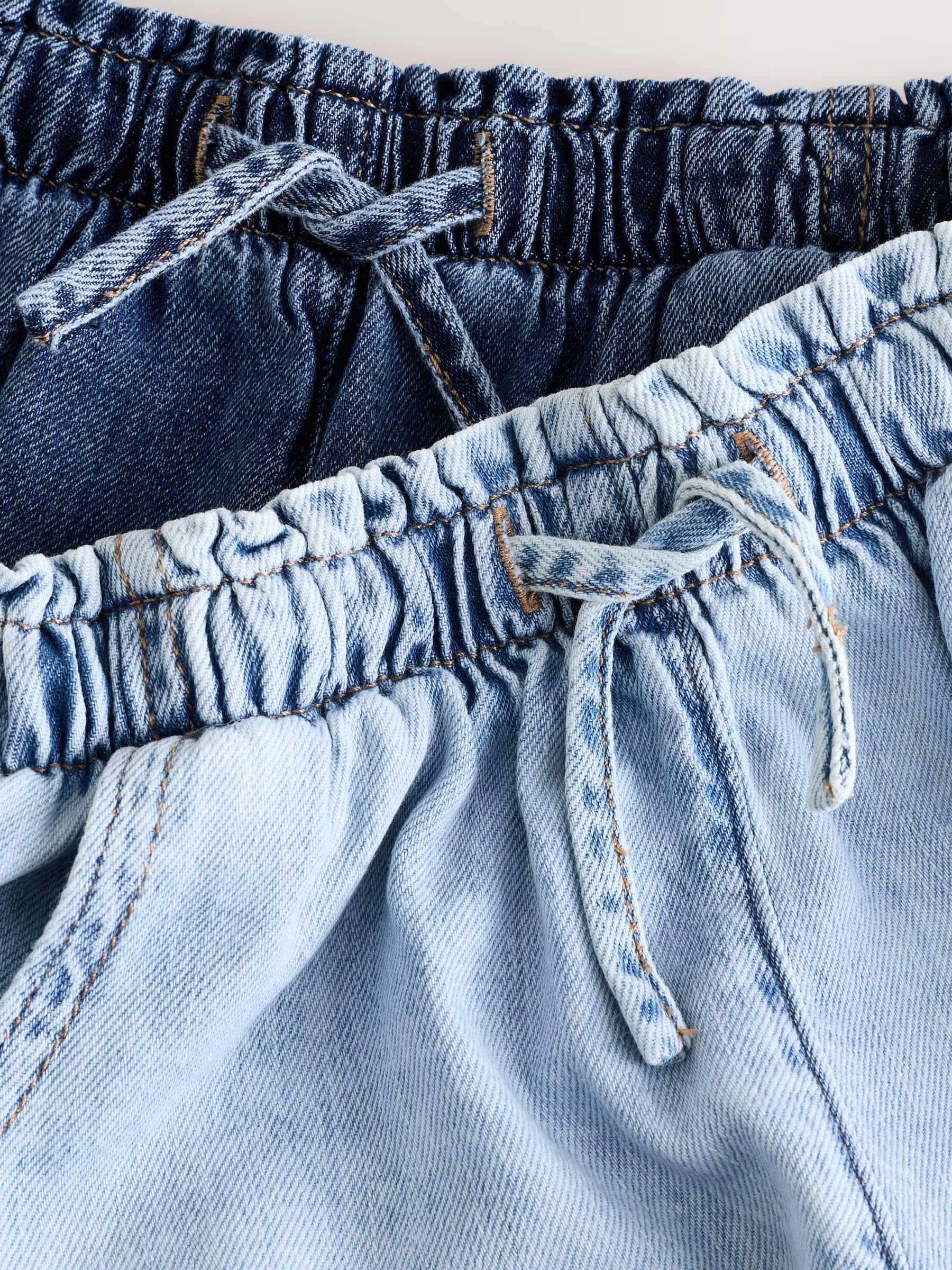 NEXT Ragazza Confezione da 2 Shorts in 100% Cotone | Denim, Bambino, puro cotone, Ogni modello presenta vita elasticizzata regolabile con coulisse e tasche laterali