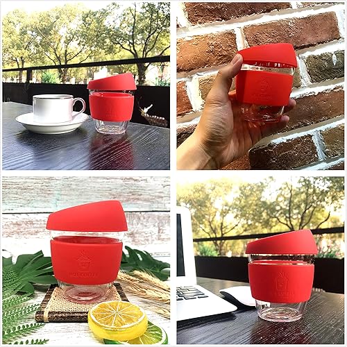 Miniatura 2 de Taza de café reutilizable con tapa a prueba de fugas y funda antideslizante, apta para lavavajillas y microondas