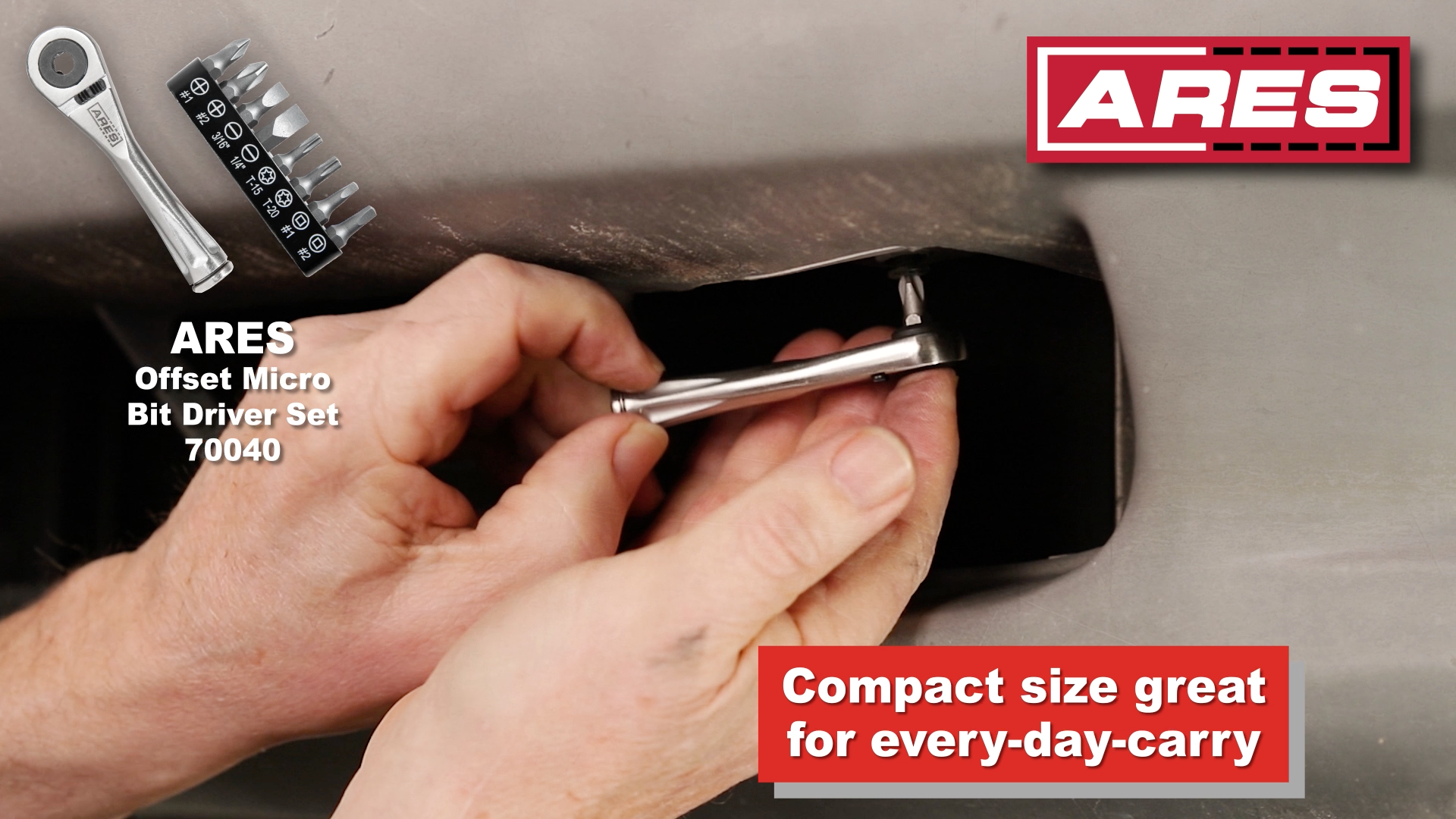 ARES 70040-1/4-Inch Drive Close Quarter Micro Bit Ratchet | Mini