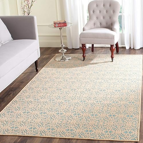 Miniatura 2 de SAFAVIEH Palm Beach Collection - Alfombra de pasillo, 2 x 8 pies, natural y turquesa, yute hecho a mano, ideal para zonas de alto tráfico en sala de