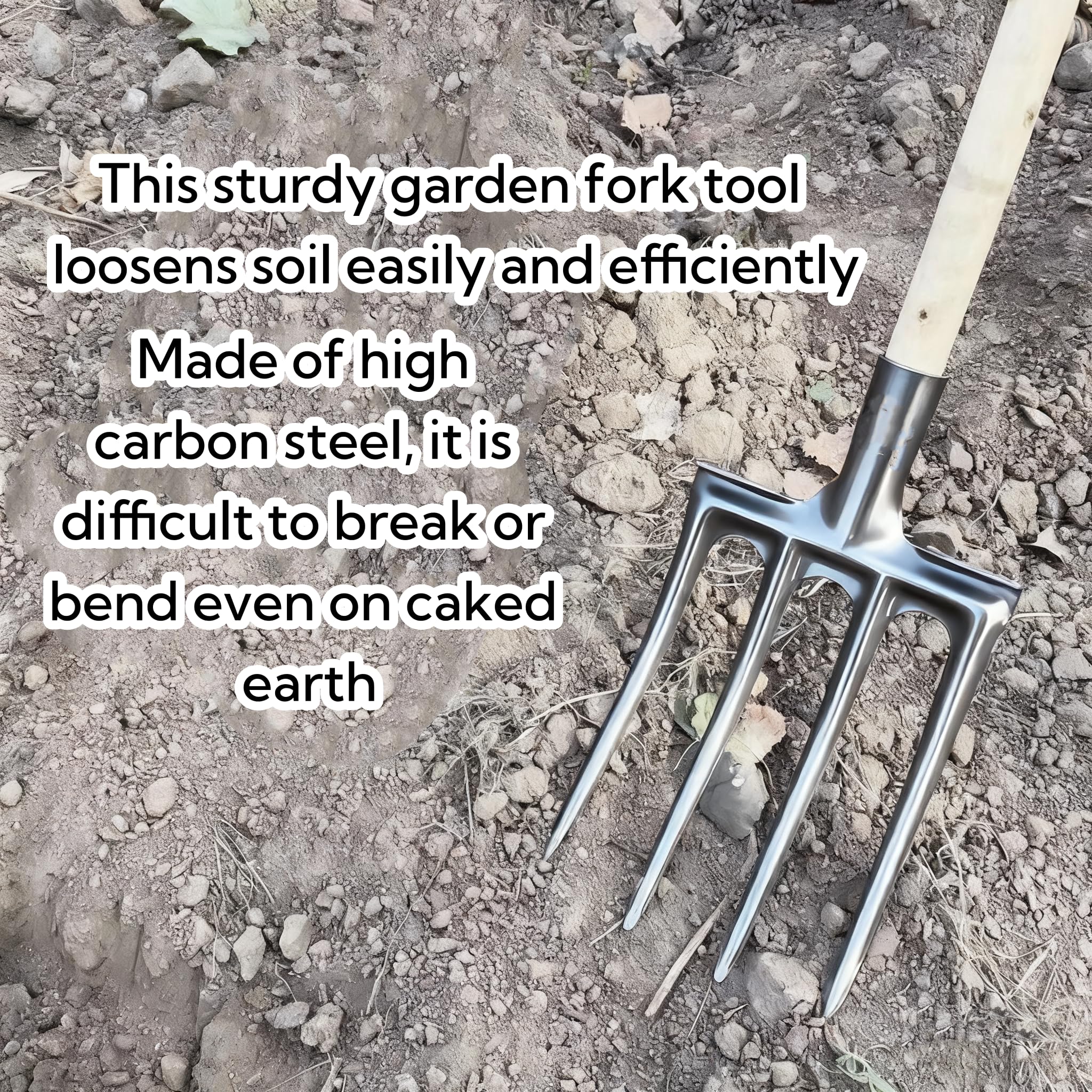 Forca da scavo Forca da Giardino in Acciaio ad Alto tenore di Carbonio Forca da scavo da Giardino antirottura per aziende agricole (4 Denti)