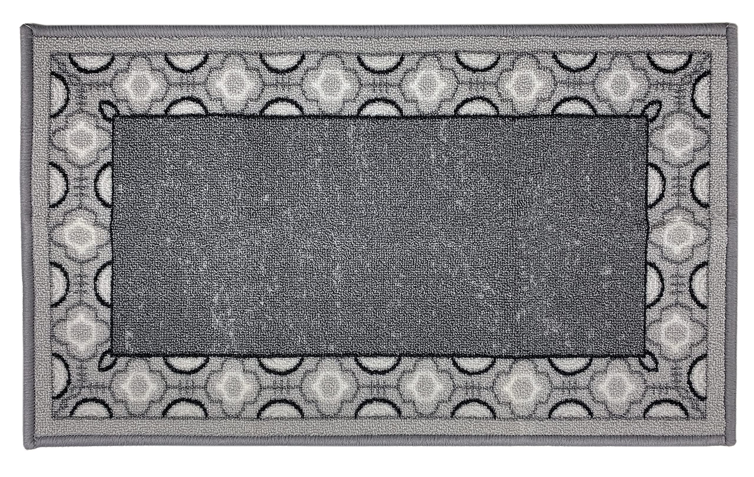 RugStylesOnline Trellis Border Moroccan Design Printed Slip Resistant Rubber Back Latex Runner Rug and Area Rugs More Color Options Available (Grey