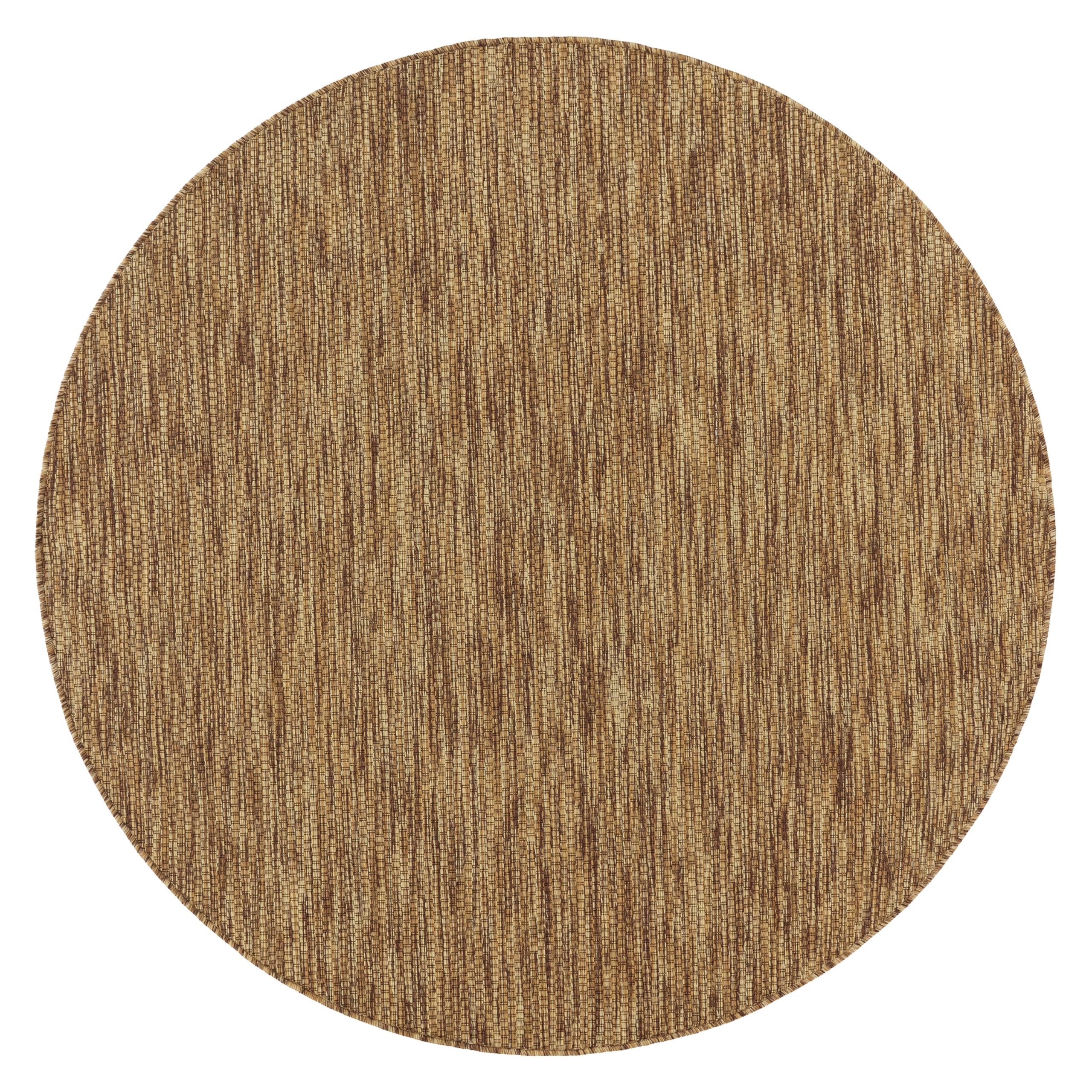 Paco Home Tapis Intérieur Et Extérieur Balcon Terrasse Tapis Cuisine Monochrome Moucheté, Dimension:200 cm Rond, Couleur:Café