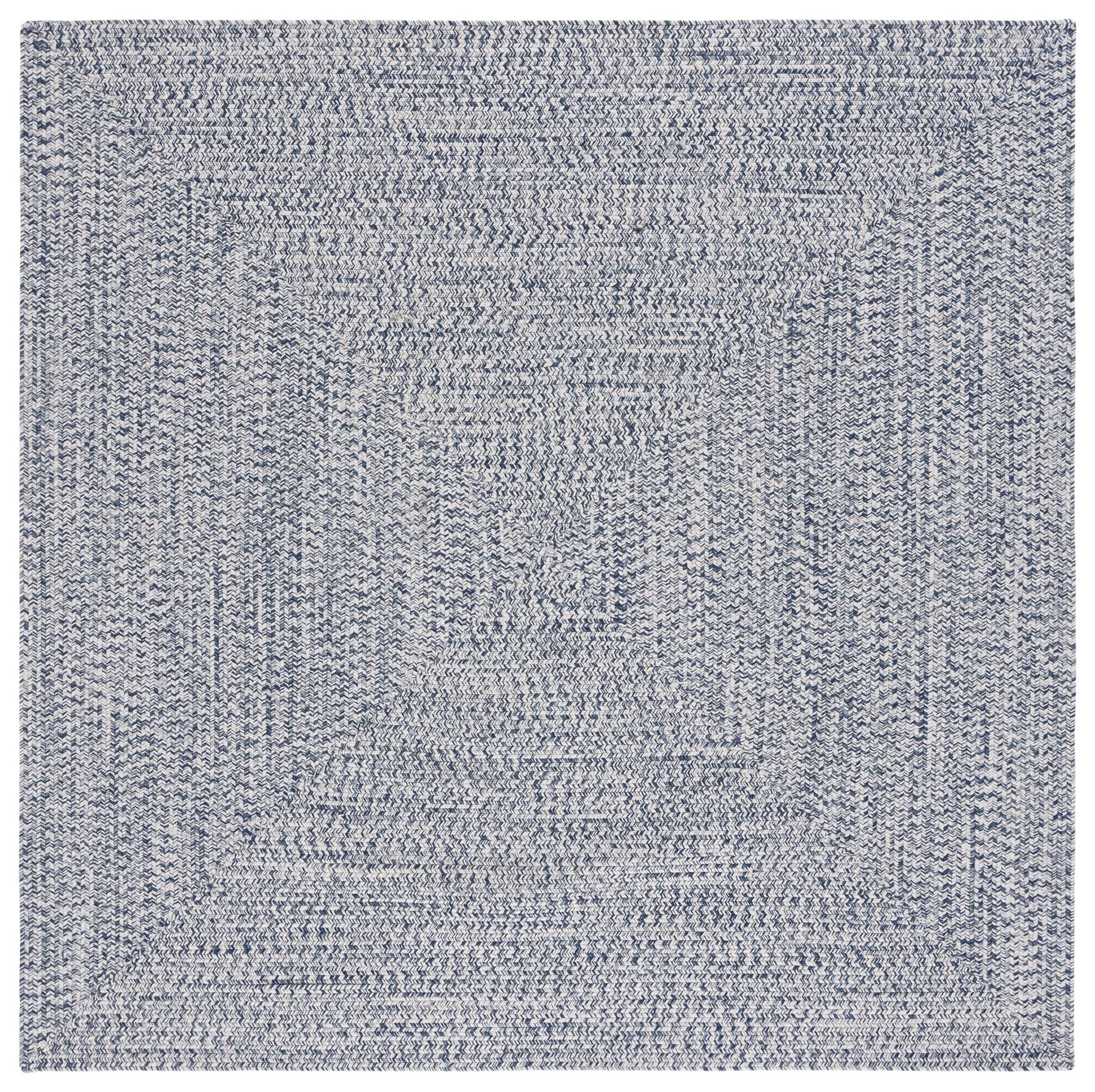 safavieh washable rug outdoor braided collection - 9' square, dark blue & ivory, handmade & reversible, non-shedding & easy to clean, ideal for patio, backyard, mudroom (bra201n)