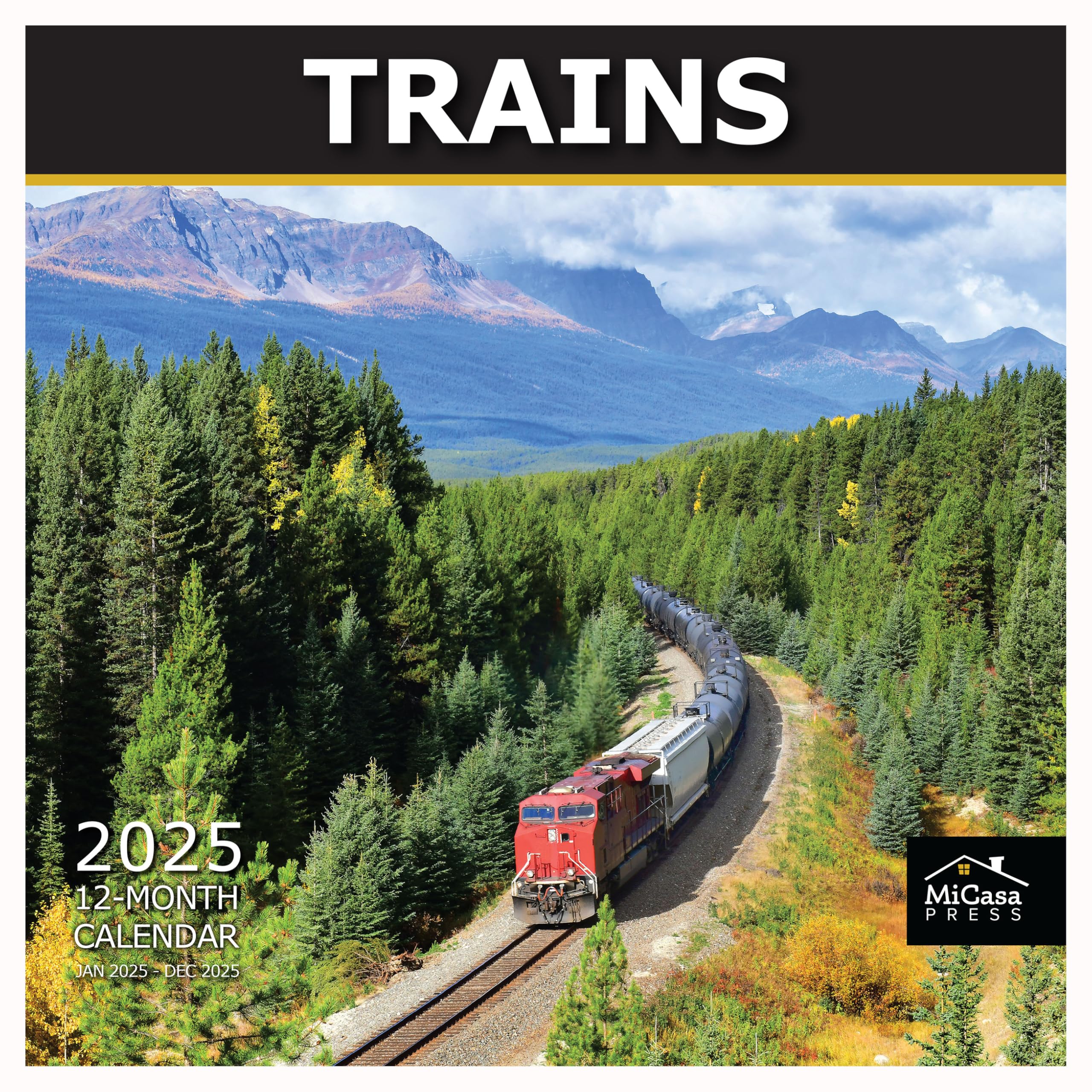 MICASA PRESSRailroads 2025 Wall Calendar 12 Month | 12" x 24" Open | Thick & Sturdy Paper | Giftable | Calendar 2025