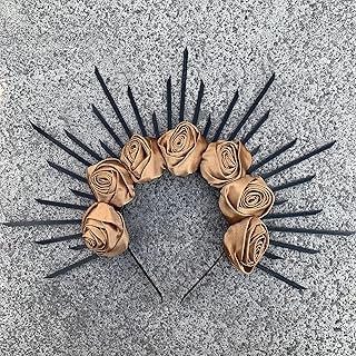 Aurorad Rose Crown Goddess Crown Spiked Halo Crown Headband Festival Crown Crown Crown Crown Met Gala Crown Crown Sunburst Crosplay Party Z-31 (Color : 31 Champagne Gold)