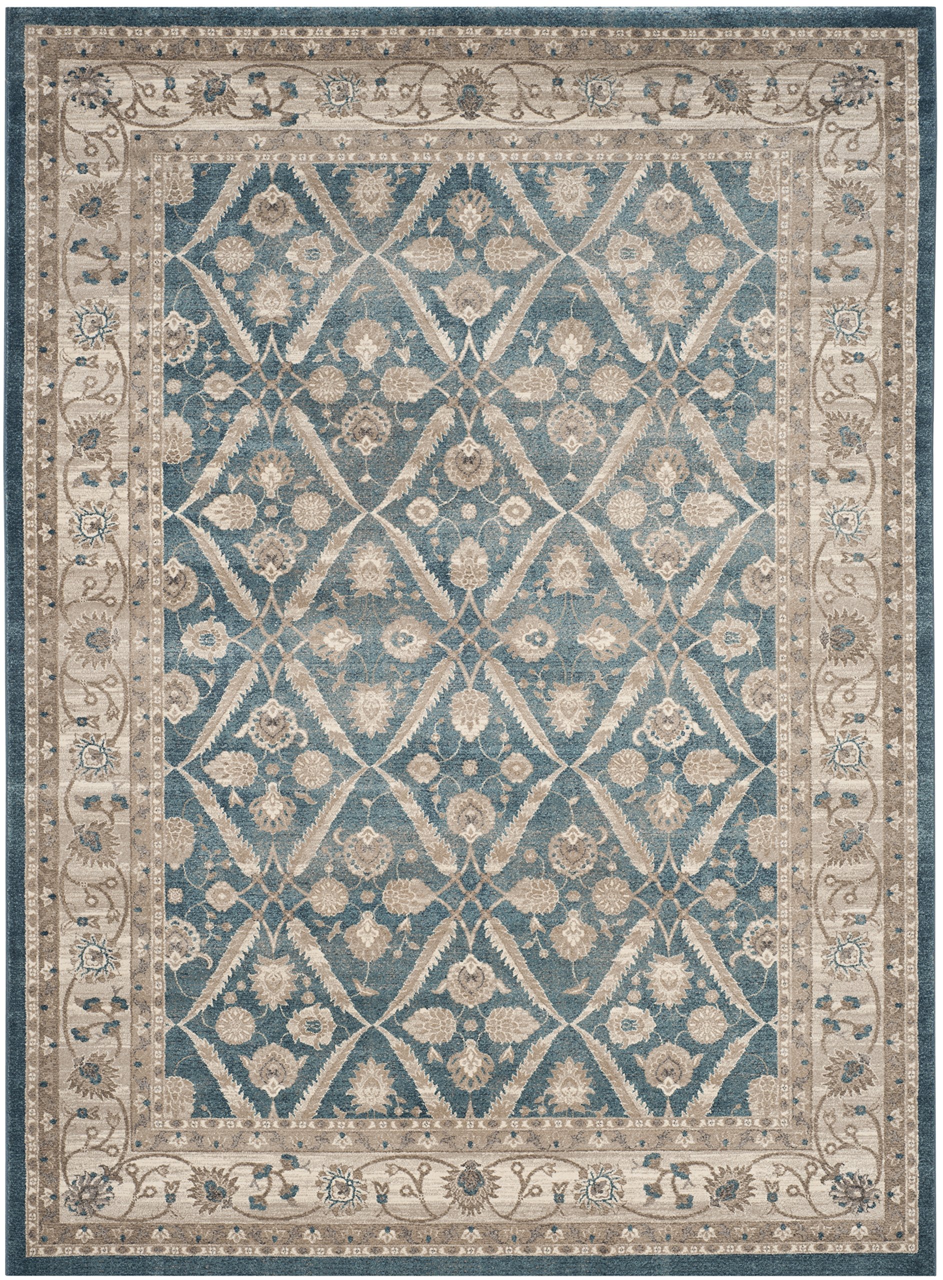 SAFAVIEH Sofia Collection Area Rug - 9' x 12', Blue & Beige, Vintage Oriental Distressed Design, Non-Shedding & Easy Care, Ideal for High Traffic Areas in Living Room, Bedroom (SOF378C)