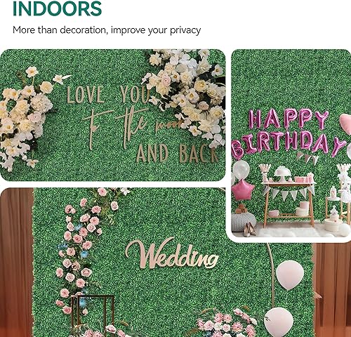 Miniatura 7 de YITAHOME 24 paneles de pared de césped artificial de 20 x 20 pulgadas, paneles de pared de seto de boj de césped artificial, valla de privacidad con