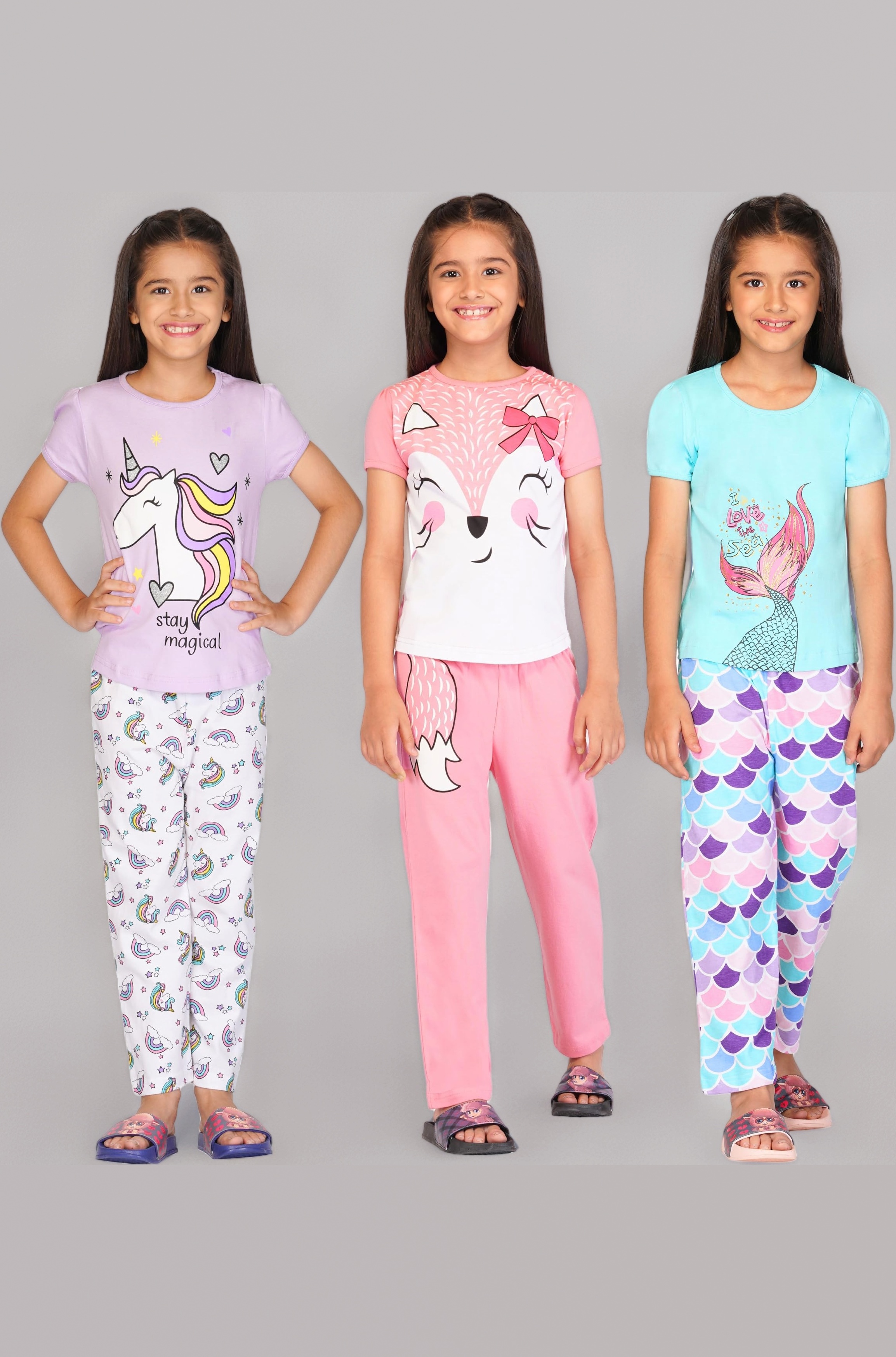 Girls Cotton ' Night Wear Dress T Shirt & Pyjama Set Age 6 Months to 15 Years