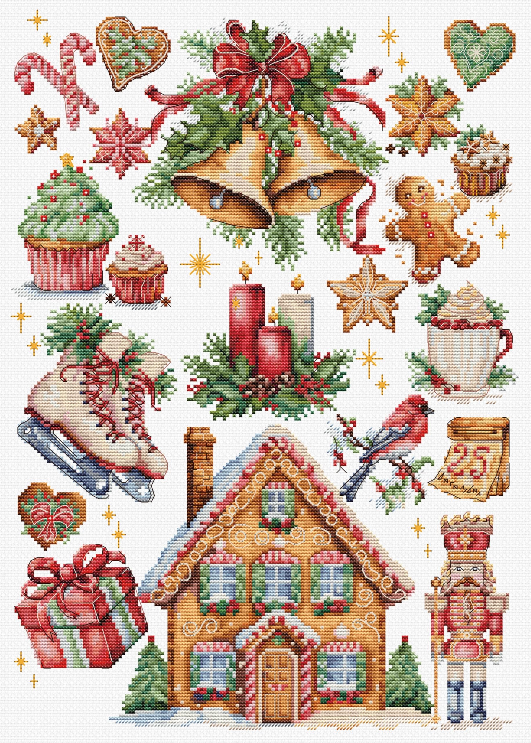 Luca-S Christmas Composition Cross Stitch Kit B7031, Counted Cross Stitch Kit For Adults, Needlecraft And Embroidery Kit