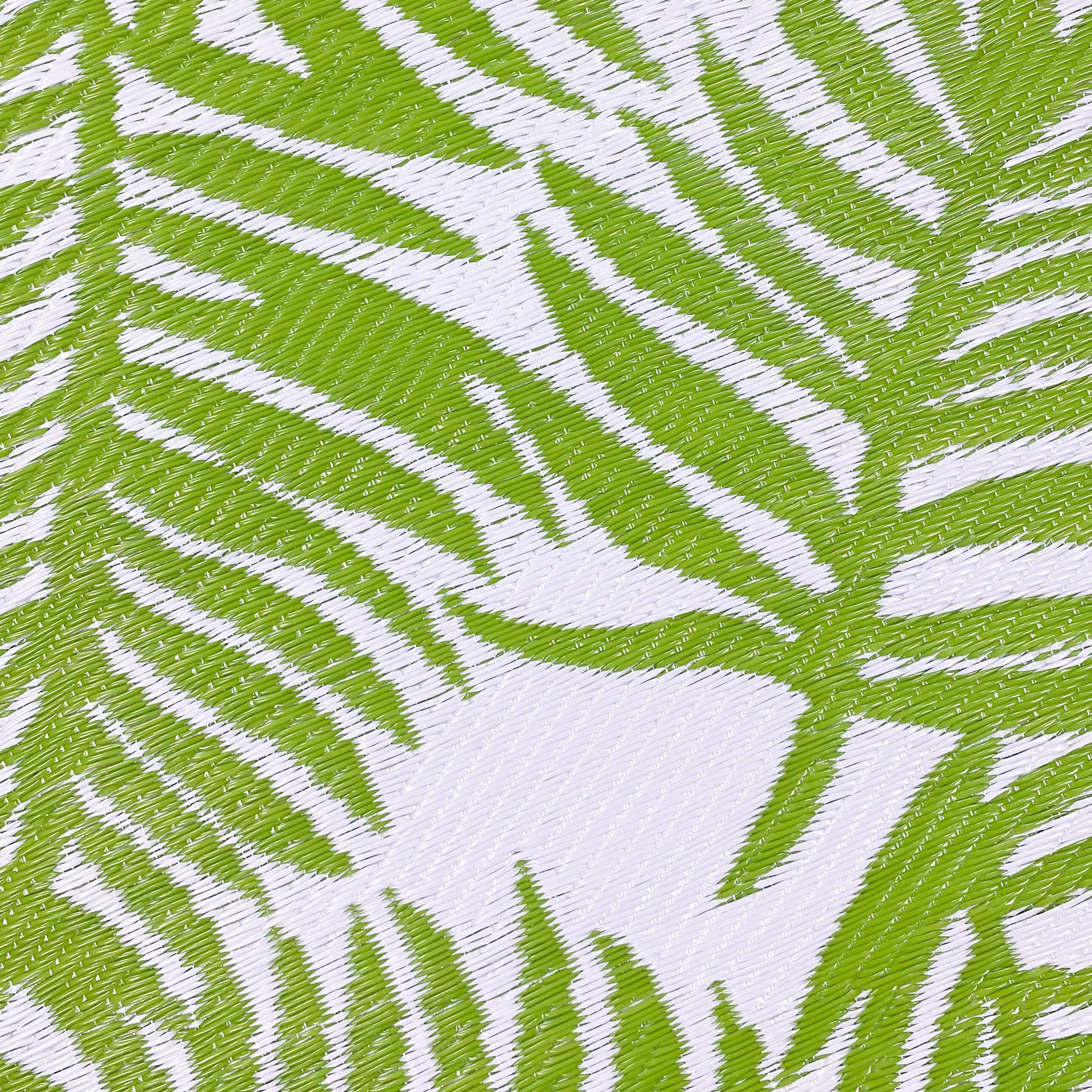 CARPETIA Outdoor Teppich Palmen-Design Grün Weiß UV-beständig 90x300 cm