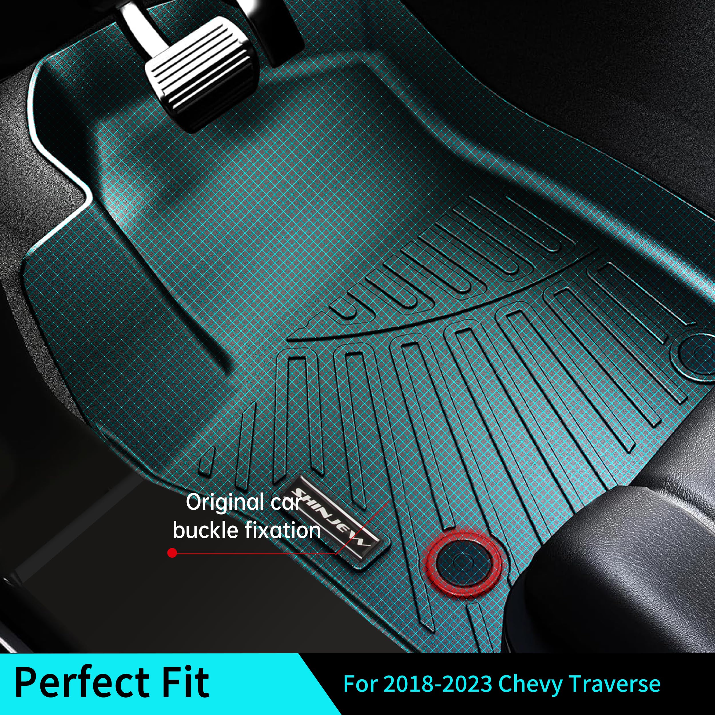 Tappetini Cargo Per Chevrolet Traverse 2024-2025 - Set Completo In TPE