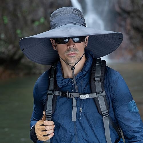 Miniatura 10 de Sombrero de protección solar de ala ancha de 6 pulgadas para exteriores, unisex, para senderismo, playa, pesca, safari, jardín, césped, patio,