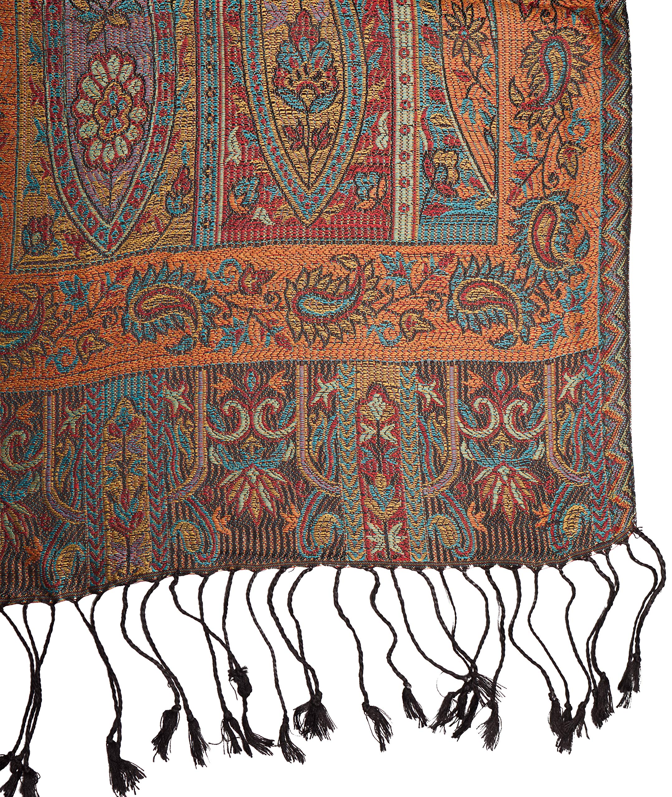 Foulard en 100% soie Pashmina de l'Inde pour femmes et hommes, motif cachemire, 160 x 35 cm - écharpe en soie pure - plusieurs designs différents