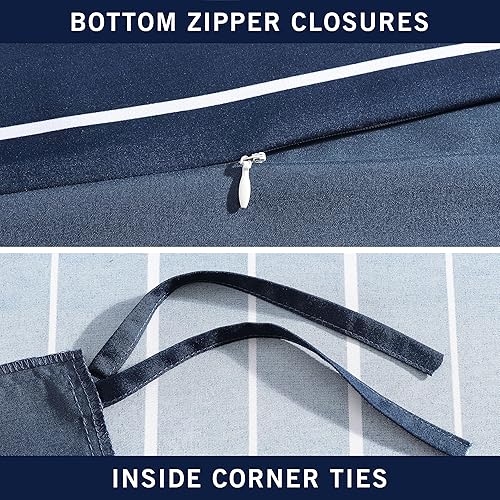 Miniatura 4 de Nautica - Juego de funda de edredón tamaño individual, ropa de cama de microfibra suave reversible con funda a juego, decoración del hogar sólida