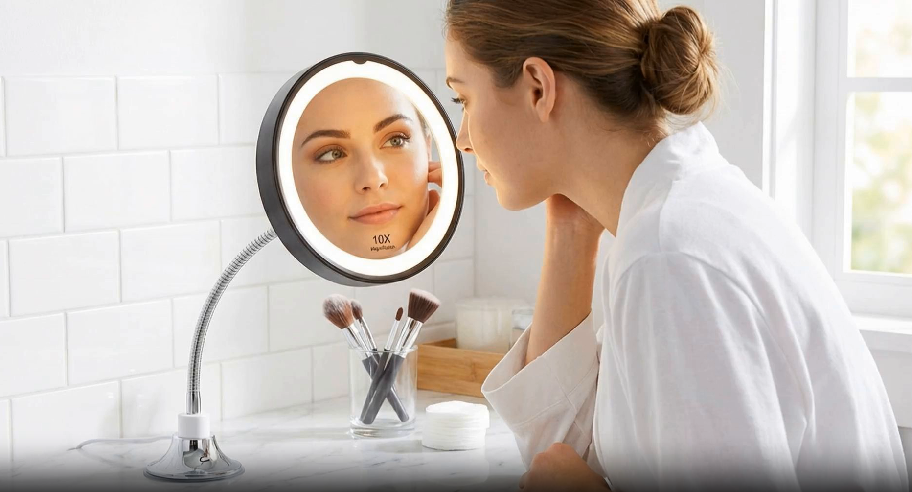 Espejo de Maquillaje LED con Ventosa y Aumento 10X miniatura 7