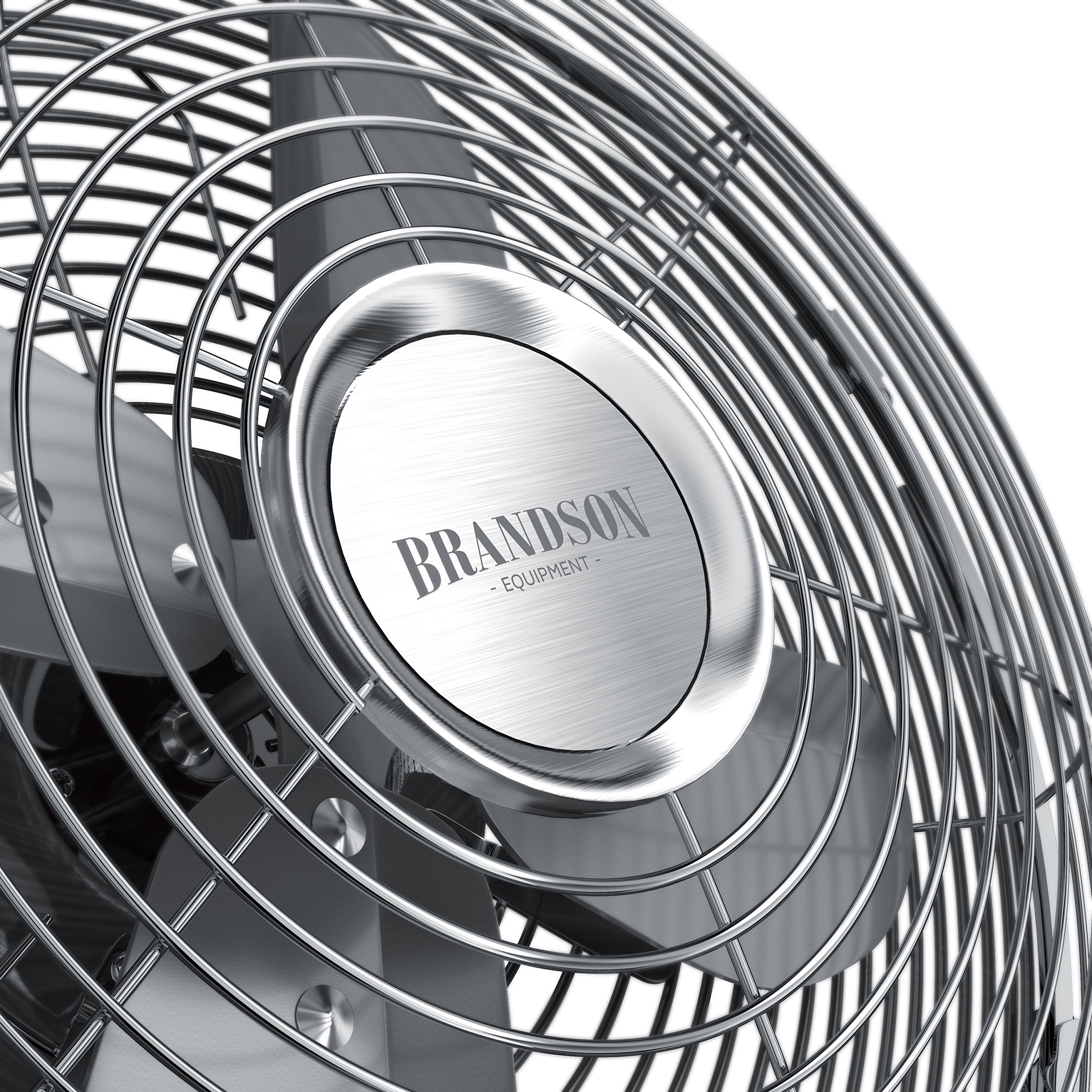 Brandson - Tischventilator Design Retro - Ventilator mit 3 Geschwindigkeitsstufen - mobiler Lüfter - Oszillation 80°, Neigungswinkel ca. 40° - robustes Voll-Metallgehäuse - Silverline