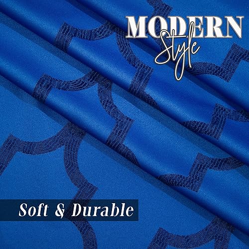 Miniatura 3 de Elegant Comfort Paneles de cortina con estampado de enrejado marroquí, cenefa plisada adjunta, con bolsillo para barra de 2 pulgadas para