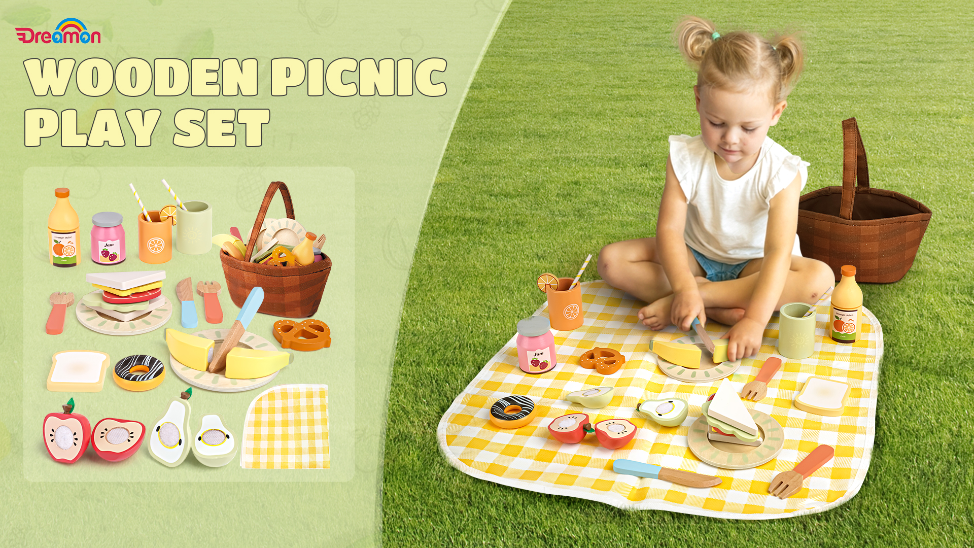 TLHWIN Kinderen Pretend Plastic Keuken Spelen Speelgoed Set Draagbare Rugzak Set voor Kinderen Voedsel Snijden Speelgoed Fruit Kookgerei Groenten Spelen Spelen Voor Jongens Meisjes Gift (Keuken