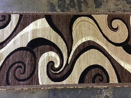 Miniatura 7 de Americana Alfombra moderna de pasillo largo, diseño marrón beige, 144 (32 pulgadas x 10 pies)