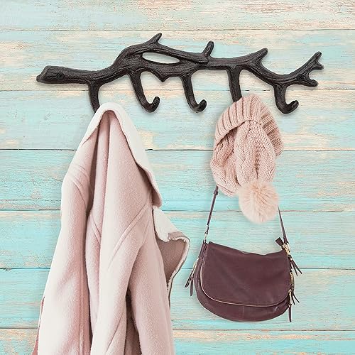 Miniatura 5 de gasaré, Soporte para llaves para montaje en pared, gancho para llaves de hierro fundido, llavero, diseño de rama de árbol, tornillos y anclajes,