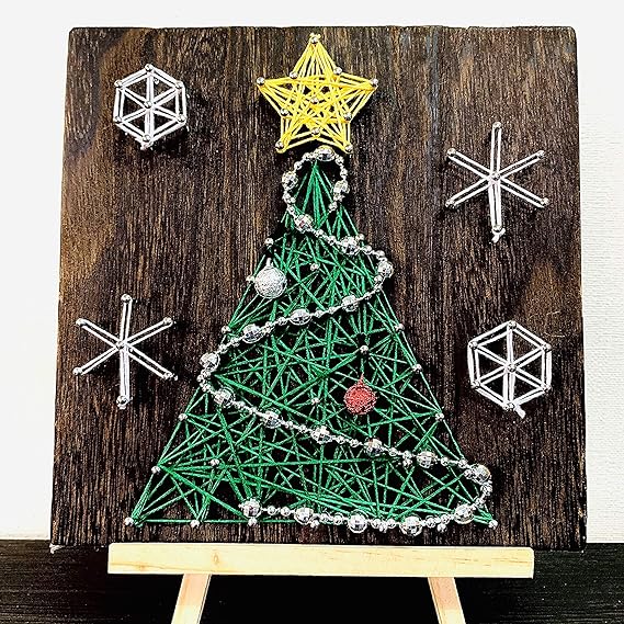 Amazon ストリングアート制作キット クリスマスツリー 工作キット ハンドメイドキット 手作りキット 手芸キット 材料セット 簡単 初心者 小学生 子供 Xmas プレゼント 糸かけアート ストリングアート 手芸キット 通販