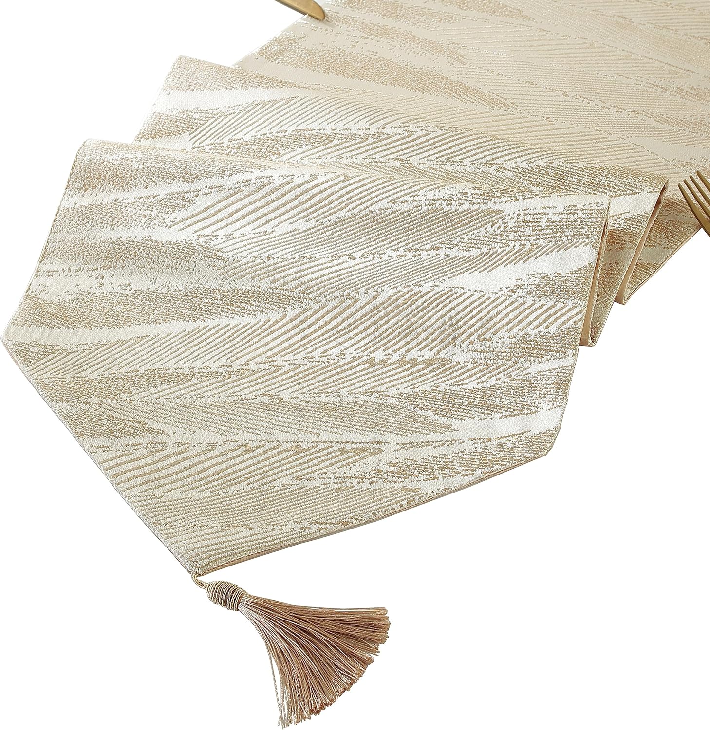 HomeyHo Jacquard Leaves Coffee Table Runners for Living