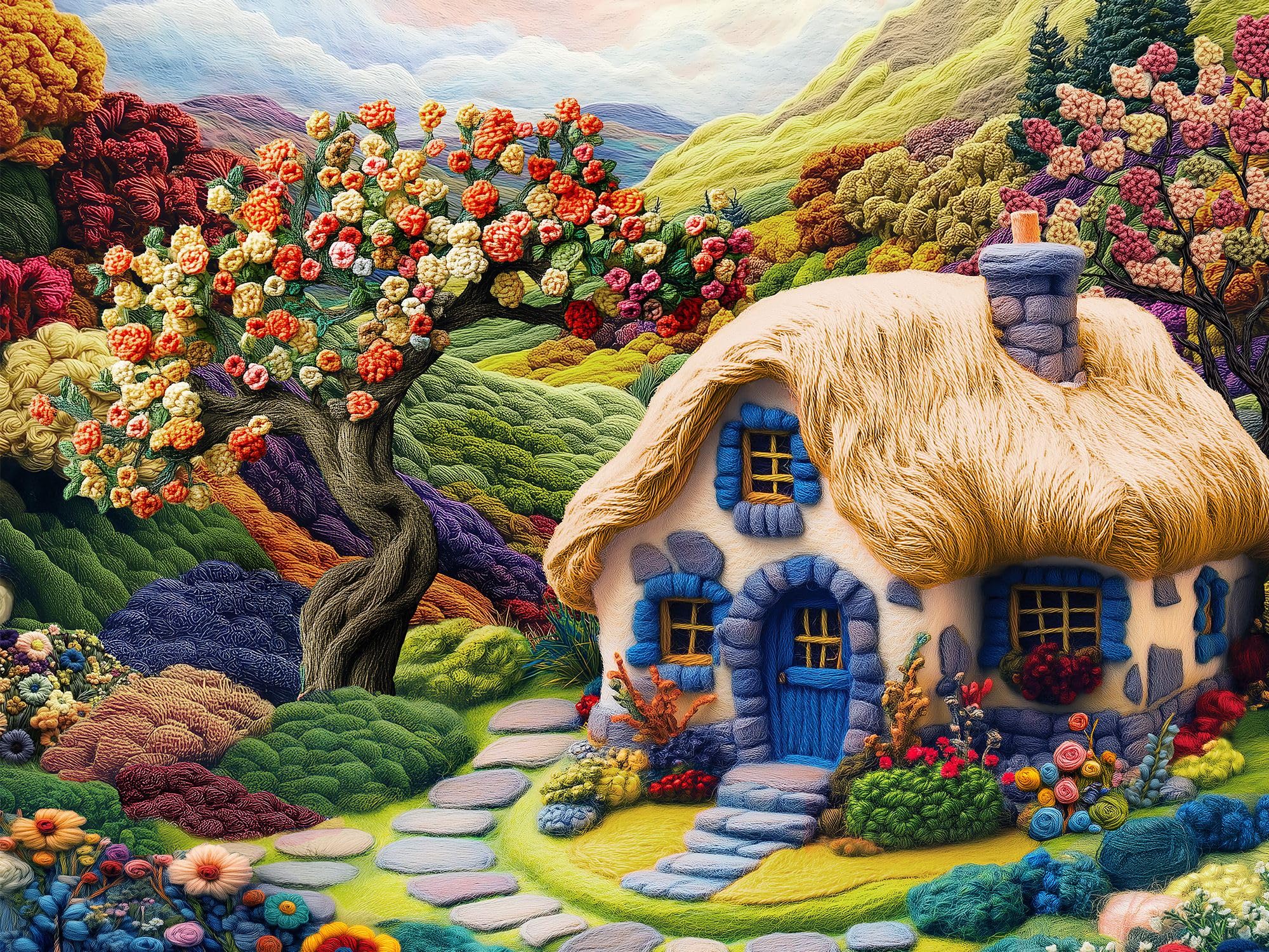 Springbok Enchanted Cottage Garden - Puzzle da 1000 pezzi per adulti e famiglia, poster ora incluso, arte del giardino floreale, scena accogliente del cottage, pezzi unici - Made in USA