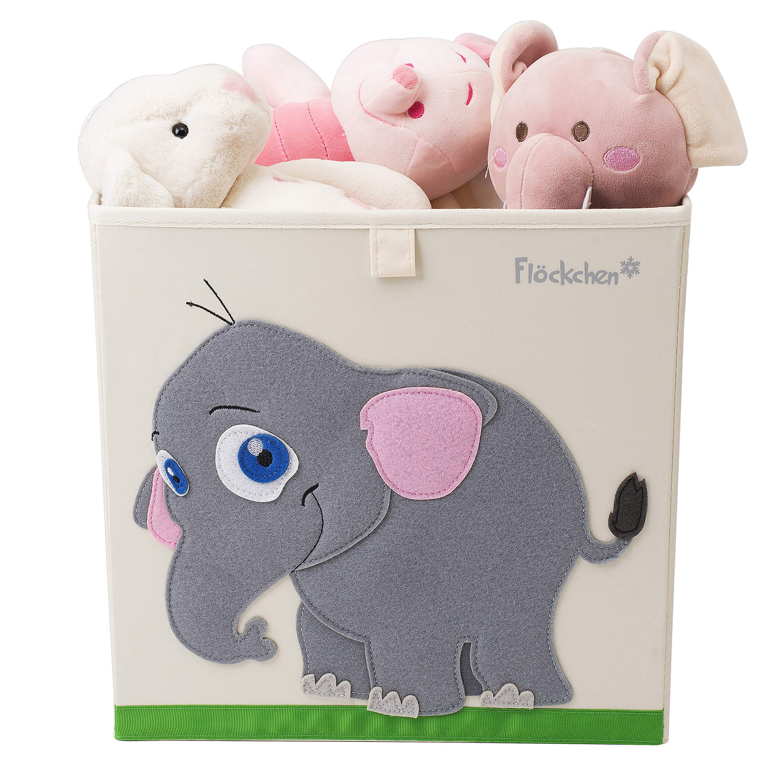 Scatola portaoggetti per bambini, scatola per giocattoli per la cameretta dei bambini, 33 x 33 x 33 cm, adatta allo scaffale Kallax, motivo animali (Emilia der Elefant)